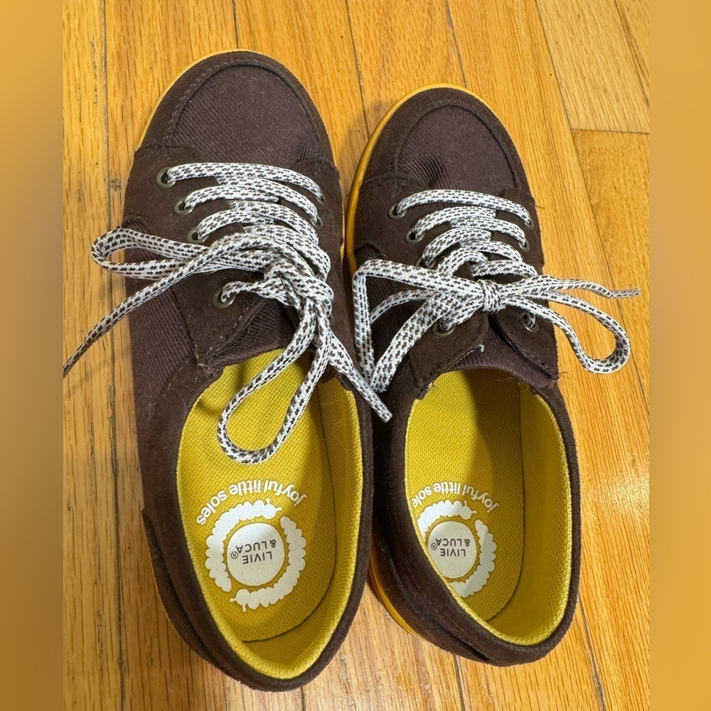 Livie & Luca Kids Boys Reeve Mocha Slip On / Lace Up Sneakers Size 1 - Picture 5 of 7